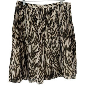 NWT Talbots Tiger Animal Print Cotton Fit & Flare Midi Skirt Women's Size 0P